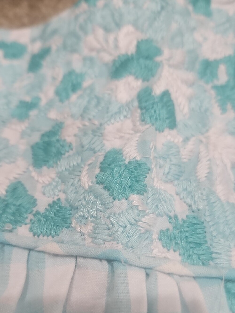 Girls' Light Blue Gingham Casual Dress with Floral Embroidery - Picture 3 of 8